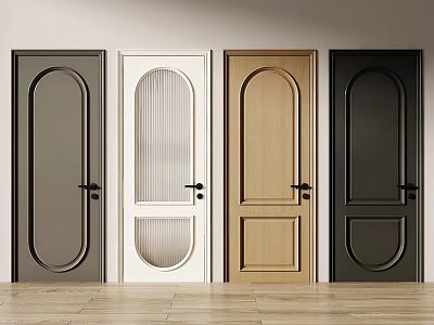 Swing Doors In Various Colors And Designs Featuring Glass Panel Options 3d model
