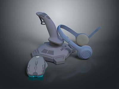 Gaming Peripherals Collection Featuring Joystick Headset Mouse And Modern Design 3d model