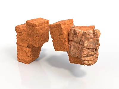 Natural Wood And Stone Decorative Blocks With Rough Textured Surfaces For Construction 3d model