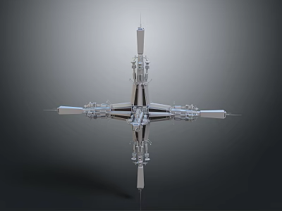 3D Rendered Metallic Symmetrical Mechanical Structure With Industrial Arm Components And Engineering Details 3d model