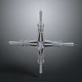 3D Rendered Metallic Symmetrical Mechanical Structure With Industrial Arm Components And Engineering Details