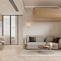 Modern Minimalist Living Dining Room With Neutral Tones Sofa Coffee Table And Dining Chairs