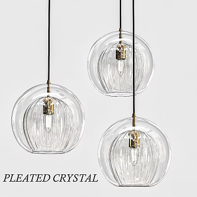 Modern Transparent Glass Spherical Pendant Lights With Golden Base Design 3d model