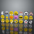 Set Of Colorful Emoji Characters With Various Expressions And Reflection