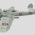 Vintage Fighter Aircraft with Propeller and Round Badges on Wings Gray Body and Classic Design