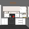 Modern Kitchen Interior Design With White Cabinets Black Oven And Marble Countertop 3d model