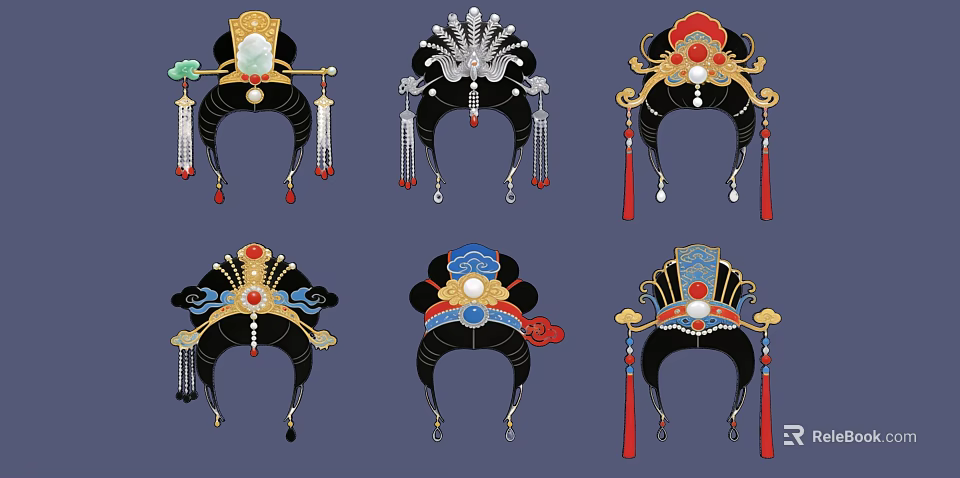 Traditional Chinese Opera Headdress Pendant With Ornamental Tassels And Beaded Designs 3d model 