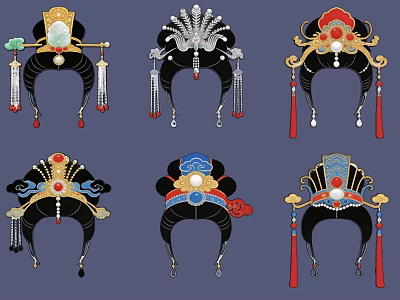 Traditional Chinese Opera Headdress Pendant With Ornamental Tassels And Beaded Designs 3d model