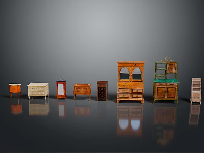 Diverse Furniture Collection With Various Colored Cabinets Drawer Chests And Display Units 3d model