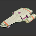 Futuristic White Spacecraft With Orange Stripes And Thruster Module For Exploration