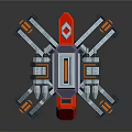 Mechanical Weapon Design With Tripod Stand Red Component And Gray Metal Body Structure