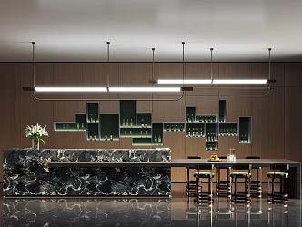 Modern Bar Area Bar Chair Combination 3d model