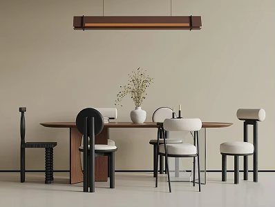 French Middle Style Dining Table and Chair French Middle Style Dining Table and Chair Chandelier 3d model