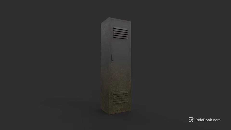 Industrial Style Metal File Cabinet With Rustic Finish And Ventilation Grilles 3d model 