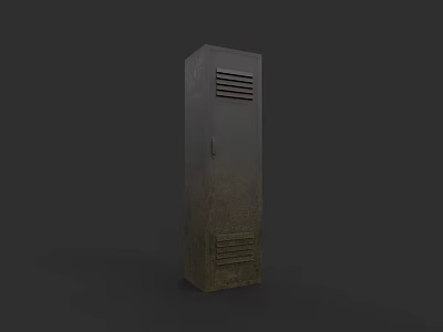 Industrial Style Metal File Cabinet With Rustic Finish And Ventilation Grilles 3d model