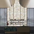 Elegant Luxury Marble Bar Counter With Backlit Onyx Wall And Metal Display Shelves Design
