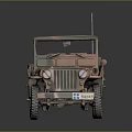 Rugged Vintage Military Camouflage Open-Top Jeep with Classic Off-Road Design