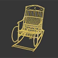 Vintage Wicker Rocking Chair With Metal Frame And Woven Seat Design