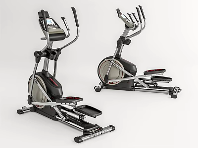 Modern Elliptical Exercise Machines With Digital Displays For Home Gym Fitness Equipment 3d model