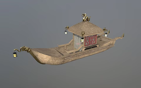 New Chinese Wooden Boat Small Boat Cruise 3d model