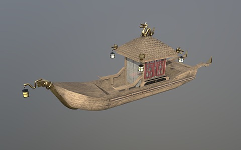 New Chinese Wooden Boat Small Boat Cruise 3d model