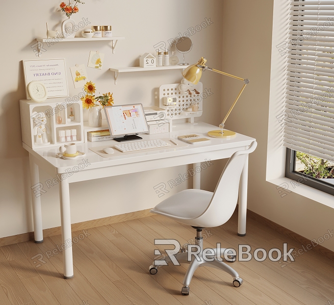 Modern Children's Learning Table Storage Rack Ornaments model