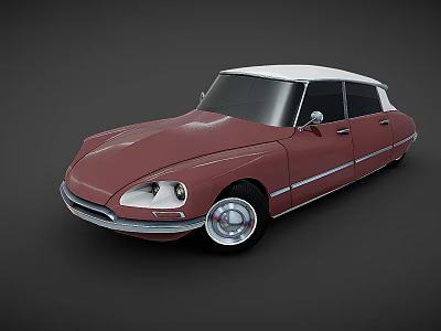 Vintage Burgundy Classic Sedan With White Roof And Sleek Exterior Design 3d model