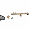 Outdoor Children Playground Equipment Including Net Swing Climbing Post And Wooden Seesaw