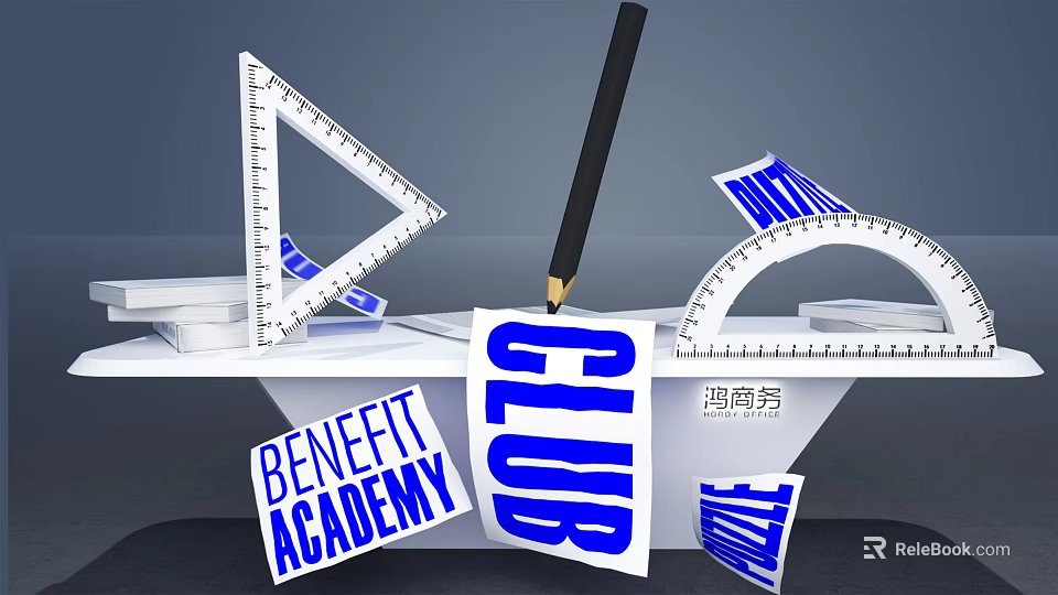Benefit Academy Club Educational Learning Tools With Rulers Pencils And Supplies 3d model 