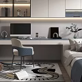 Modern Tatami Bedroom Interior Design With White Cabinets Desk Chair And Area Rug