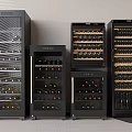 Modern Black Wine Coolers With Glass Doors And Multiple Bottle Storage Racks