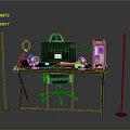 Modern Gaming Desk Setup With Computer Monitor Ergonomic Chair Headset And PC Tower