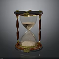 Vintage Hourglass With Wooden Frame Gold Accents And Glass Sand Container