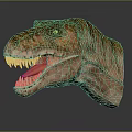 Realistic Dinosaur Head Model With Open Mouth Sharp Teeth And Detailed Texture 3d model