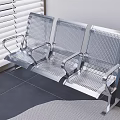 Silver Metal Public Chairs With Perforated Backrest Seats And Armrests By Window Blinds