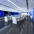 Modern Monitoring Room Command and Control Hall Monitoring Hall Dispatching Command Center Office Desk and Chair 3d model