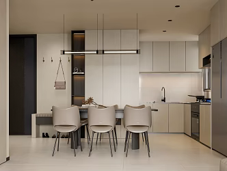 Open Kitchen Dining Room 3d model