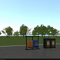 Public Facilities Sorted Trash Bins With Orange Blue Yellow Containers And Wooden Panels