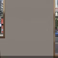 Modern Tobacco and Alcohol Store Interior With Wooden Shelves Marble Counter Tables And Chairs