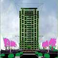 Tall Modern Residential Building Exterior Design With Windows Trees And Street Lamps