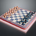 Classic Chessboard Setup With Black And White Squares And Detailed Chess Pieces