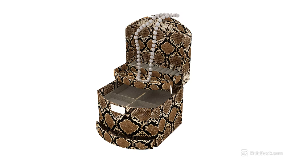 Snake Skin Pattern Display Cabinet Shelf With Multiple Layers And Pearl Necklace Storage 3d model 