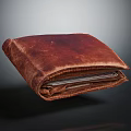 Genuine Brown Leather Wallet With Vintage Style Fold Design And Card Slots 3d model