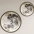 Round Moon Surface Texture Wall Lamps with Metal Frame Mounted on White Wall 3d model
