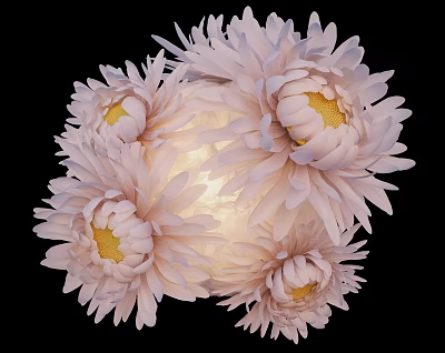 Decorative Spherical Floral Display With Light Pink Flowers And Yellow Stamens For Indoor Decoration 3d model