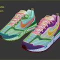 Nike Casual Modern Sneakers With Blue White Yellow Design And White Laces Black Sole