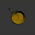 Decorative Ceramic Container With Yellow Inner Teal Rim White Base And Black Mushroom Patterns