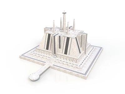 Modern Architectural Model With Geometric Structure Step-like Layers Tower Elements Key-shaped Accessory And Square Base 3d model
