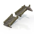 Broken Stone Bridge Structure With Weathered Steps And Fractured Design 3d model