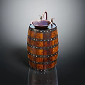 Unique Rustic Wooden Barrel Washbasin With Ceramic Basin Faucet And Metal Rivets